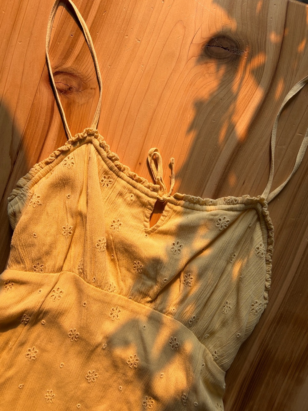Yellow Eyelet Spaghetti Strap Sundress